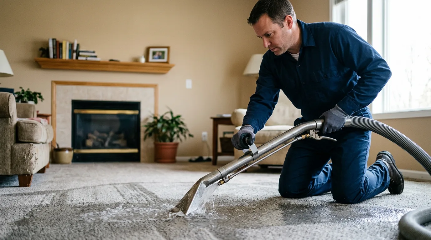 Water damage restoration technician working near Orbisonia, PA